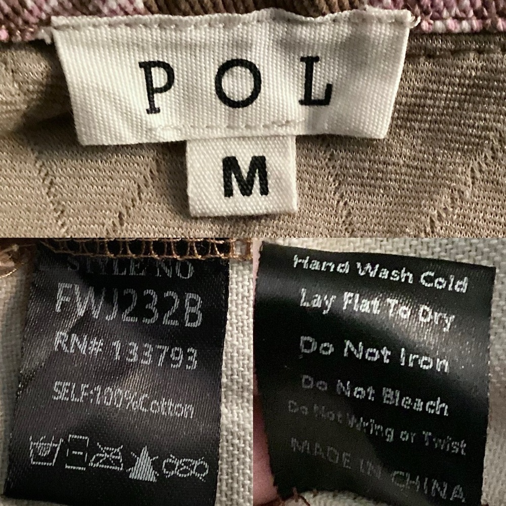 POL Corduroy Jacquard Patchwork Button Up Jacket Tan Multicolor Size S,M,L New - Picture 12 of 16